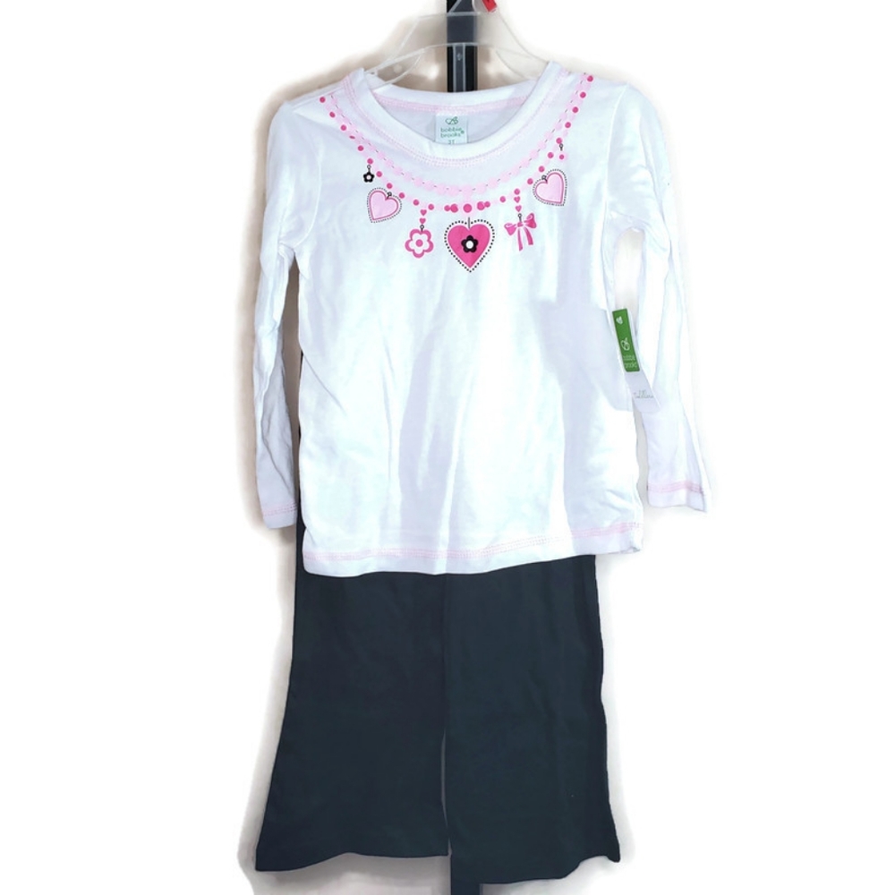 Bobbie Brooks 2 Piece Set White Long Sleeve Shirt and Black Pull On Pant…